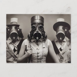 ガスマスクはがき内の女性 ポストカード