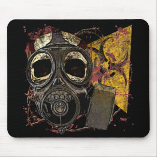 ガスマスクを装着したドクロ マウスパッド