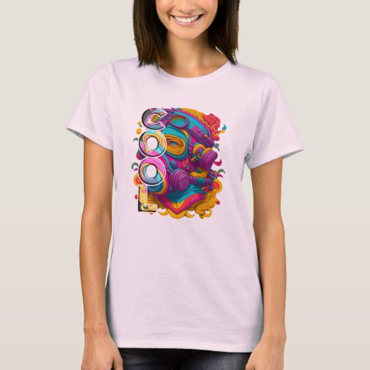 ガスマスク付きファースティック姿。 Tシャツ (正面)