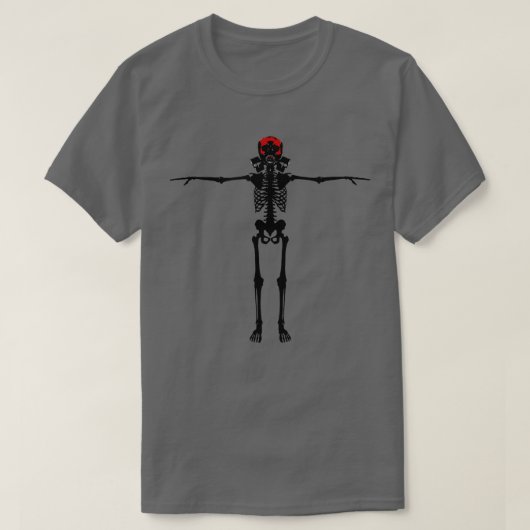 ガスマスク付き立ち骨格  Tシャツ (デザイン正面)