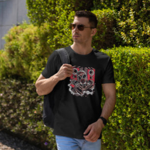 ガスマスク及びスピーカ Tシャツ