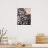 ガスマスク美術品の黙示録プレッパー ポスター (キッチン)