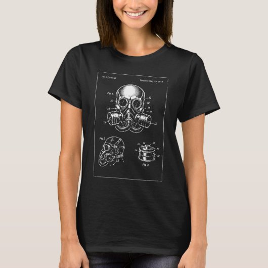 ガスマスク設計図イラスト Tシャツ (正面)