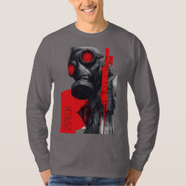 ガスマスク トラッシュポルカ 赤黒 ロングスリーブ Tシャツ
