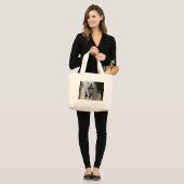 ガスライト，アンティーク,ヴィンテージ，黒，写真 ラージトートバッグ (正面(モデル))