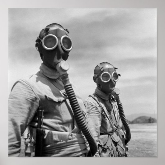 ガス中国のマスクを着用している兵士–1944 ポスター (正面)