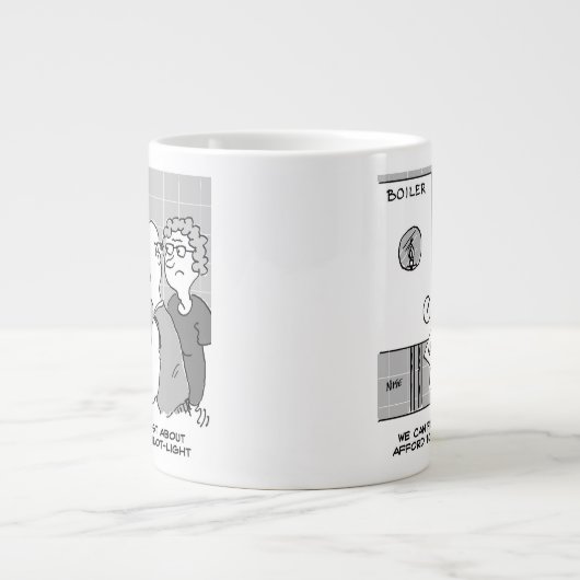 ガス価格衝撃エネルギー請求書およびボイラーパイロット灯 ジャンボコーヒーマグカップ (正面)