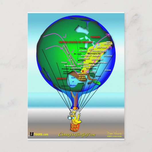 ガス缶カナリア熱気球 ポストカード (正面)