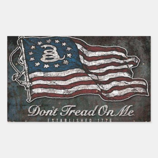 ガズデンの旗-自由か死 長方形シール (正面)