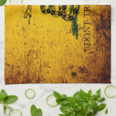 ガズデンの黒くグランジな旗 キッチンタオル (折り畳み)