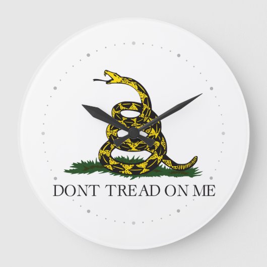 ガズデン旗 Don't Tread on Me リバタリアン イエロー ラージ壁時計 (正面)