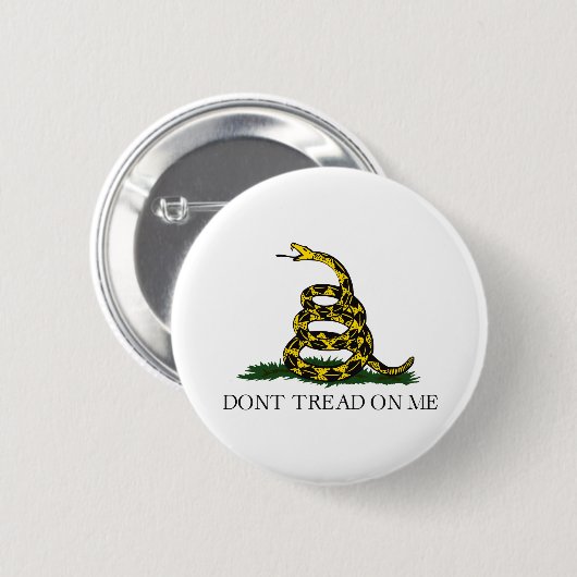 ガズデン旗 Don't Tread on Me リバタリアン イエロー 缶バッジ (正面&裏面)