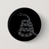 ガズデン旗 Don't Tread on Me 黒と白 缶バッジ (正面)
