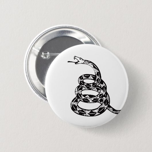 ガズデン旗 Don't Tread on Me 黒と白 缶バッジ (正面&裏面)