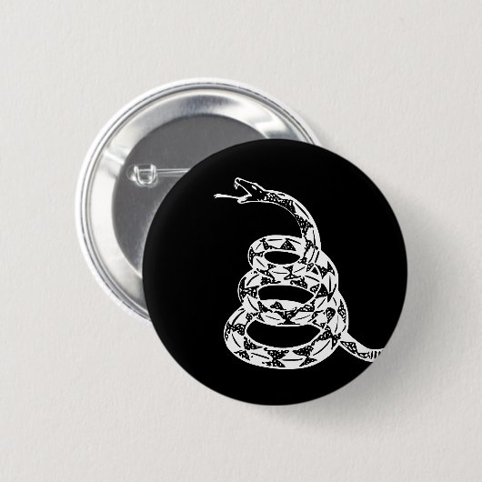 ガズデン旗 Don't Tread on Me 黒と白 缶バッジ (正面&裏面)