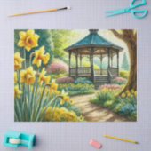 ガゼボとの春の黄色い水仙 薄葉紙 (クラフト)