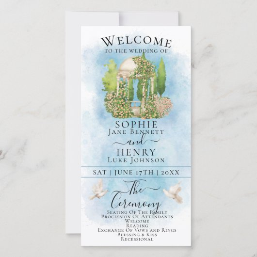 ガゼボエレガントフラワードブズラグジュアリー結婚式 プログラム (正面)