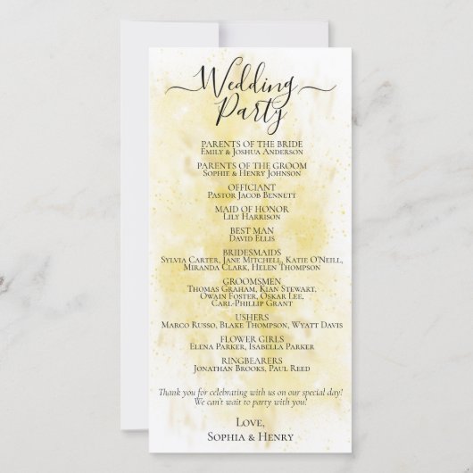 ガゼボエレガントフラワードブズラグジュアリー結婚式 プログラム (裏面)