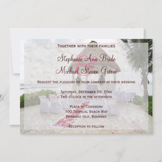 ガゼボオンザビーチ結婚式招待状 招待状 (裏面)