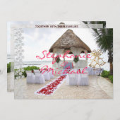 ガゼボオンザビーチ結婚式招待状 招待状 (正面/裏面)
