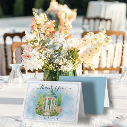 ガゼボ像の花は結婚サンキューカード サンキューカード