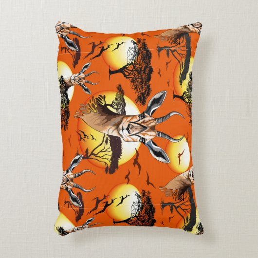 ガゼルアフリカアンテロープ野生動物 アクセントクッション (正面(垂直))