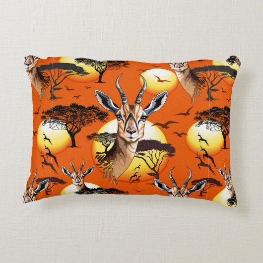 ガゼルアフリカアンテロープ野生動物 アクセントクッション (裏面)