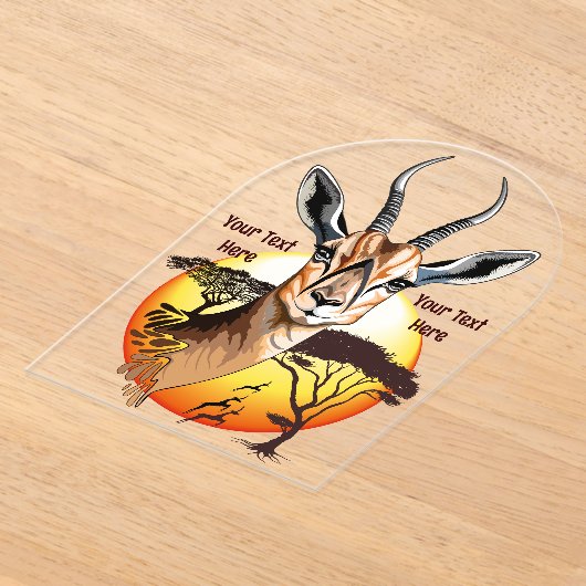 ガゼルアフリカアンテロープ野生動物 アクリル招待状 (レイダウン)