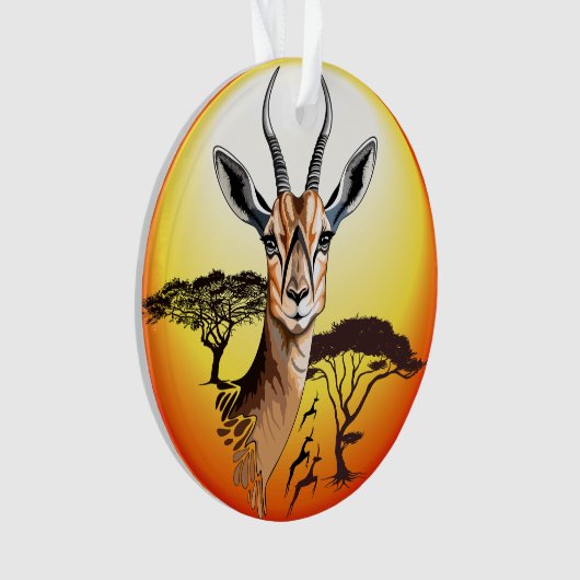 ガゼルアフリカアンテロープ野生動物 オーナメント (正面)