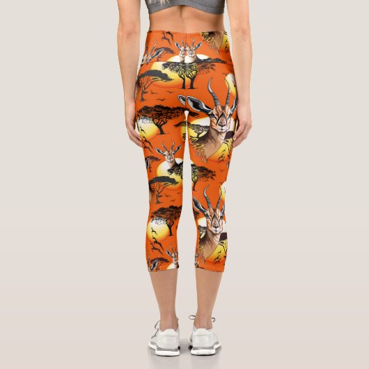 ガゼルアフリカアンテロープ野生動物 カプリレギンス (裏面)