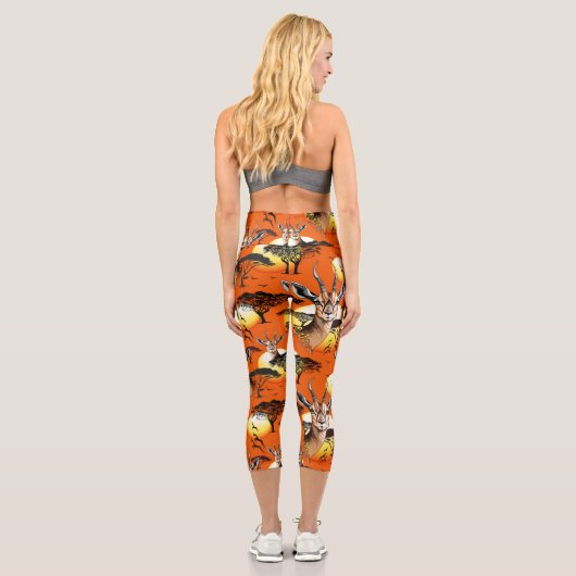 ガゼルアフリカアンテロープ野生動物 カプリレギンス (裏面)