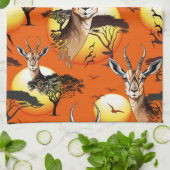 ガゼルアフリカアンテロープ野生動物 キッチンタオル (折り畳み)