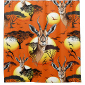 ガゼルアフリカアンテロープ野生動物 シャワーカーテン (正面)