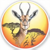 ガゼルアフリカアンテロープ野生動物 シール (正面)