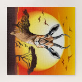 ガゼルアフリカアンテロープ野生動物 ジグソーパズル (横)