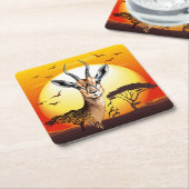 ガゼルアフリカアンテロープ野生動物 スクエアペーパーコースター (アングル)