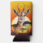 ガゼルアフリカアンテロープ野生動物 スリム缶クーラー (裏面)
