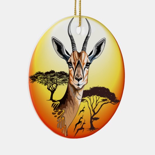 ガゼルアフリカアンテロープ野生動物 セラミックオーナメント (右)