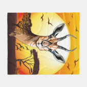 ガゼルアフリカアンテロープ野生動物 フリースブランケット (正面(横))