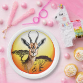 ガゼルアフリカアンテロープ野生動物 ペーパープレート (パーティー)