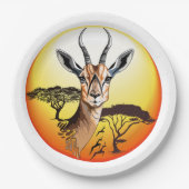 ガゼルアフリカアンテロープ野生動物 ペーパープレート (正面)