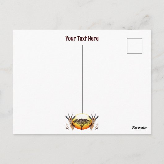 ガゼルアフリカアンテロープ野生動物 ポストカード (裏面)