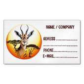 ガゼルアフリカアンテロープ野生動物 マグネット名刺 (正面)