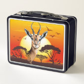 ガゼルアフリカアンテロープ野生動物 メタルランチボックス (裏面)