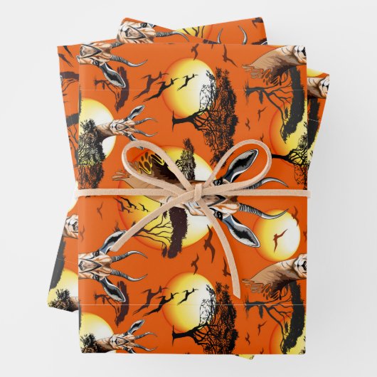 ガゼルアフリカアンテロープ野生動物 ラッピングペーパーシート (インサイチュ)