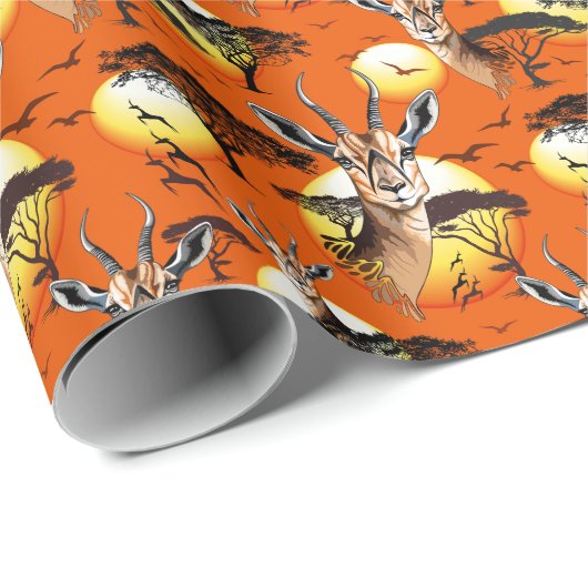 ガゼルアフリカアンテロープ野生動物 ラッピングペーパー (ロールコーナー)