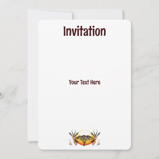 ガゼルアフリカアンテロープ野生動物 招待状 (裏面)