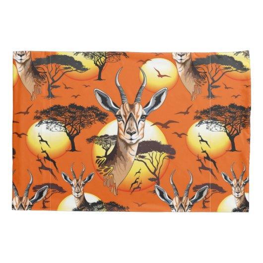 ガゼルアフリカアンテロープ野生動物 枕カバー (裏面)