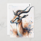 ガゼルウォーターカラーポートレート ポストカード (正面/裏面)