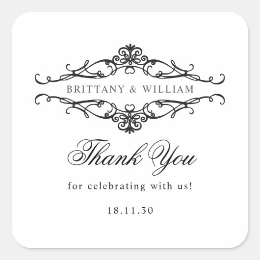 [ガゼルエレガント]白黒モノワ結婚ー スクエアシール (正面)